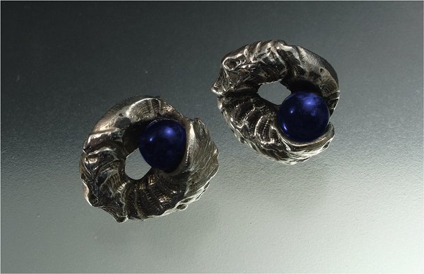 Natural twist sterling silver & lapis lazuli earrings